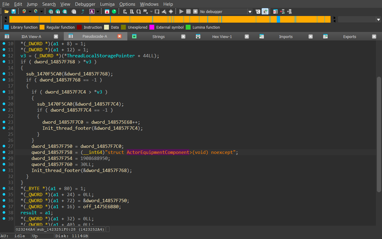 xrefs to ActorEquipmentComponent name string